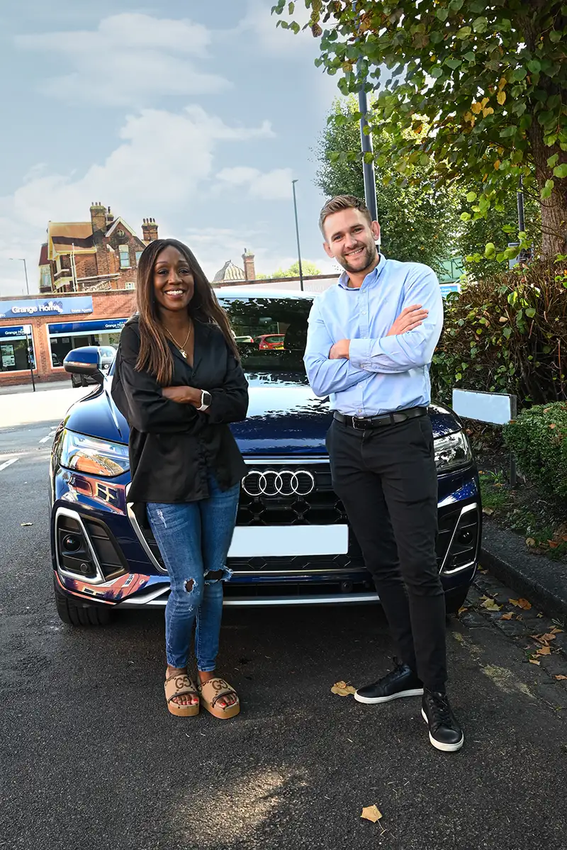 Diane Parish receiving her new lease car